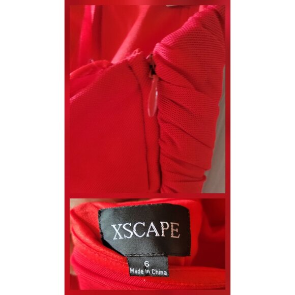 Strapless Red Beaded Cut Out Back Elegant Formal Maxi Dress SZ 6 - Picture 12 of 14